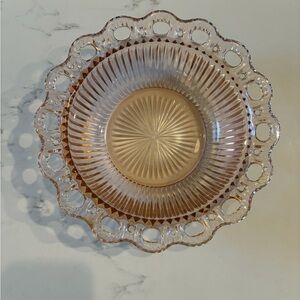 Elegant Pink Glass Serving Bowl